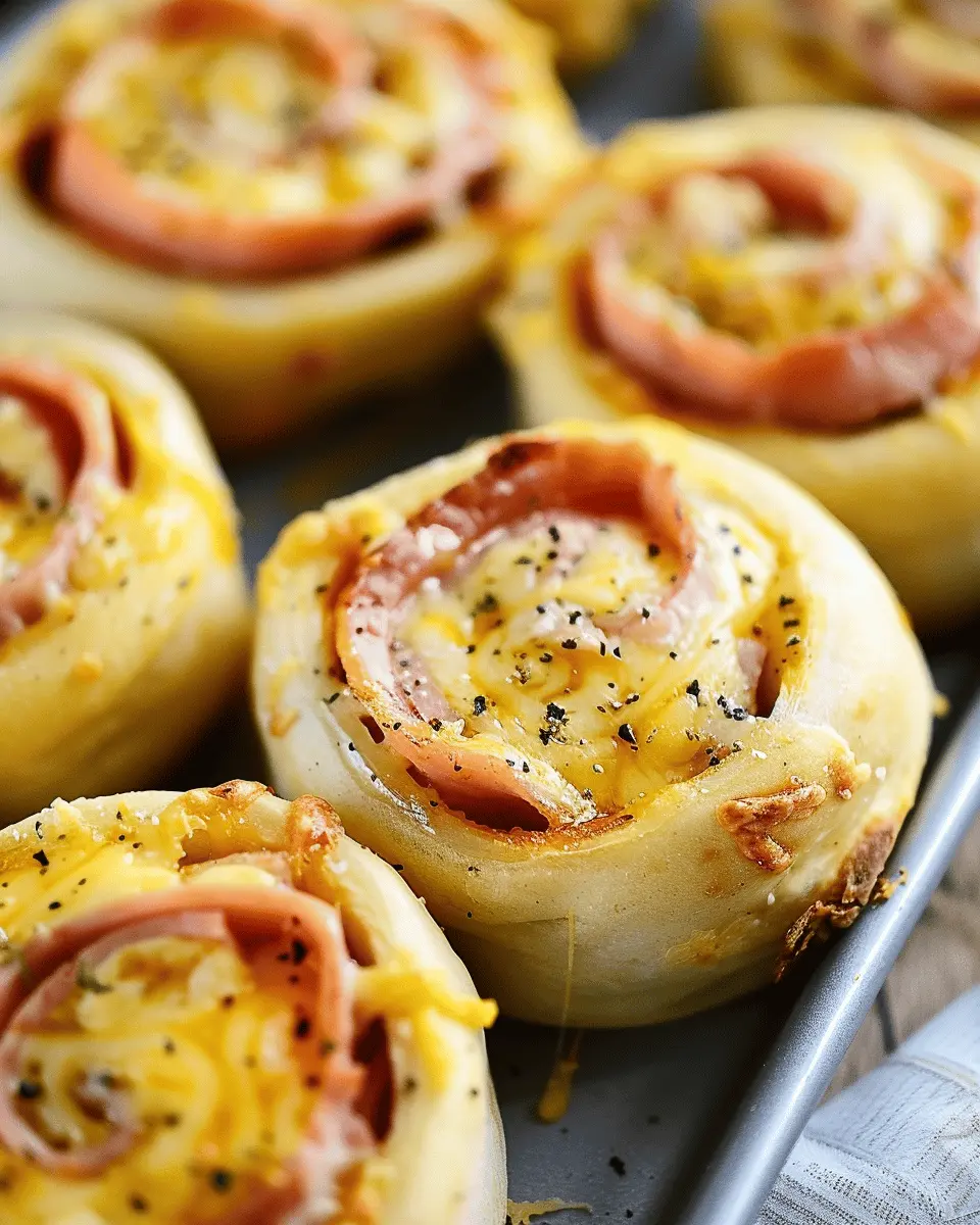 Baked Ham and Cheese Roll Ups with Turkey Bacon and Chicken Ham