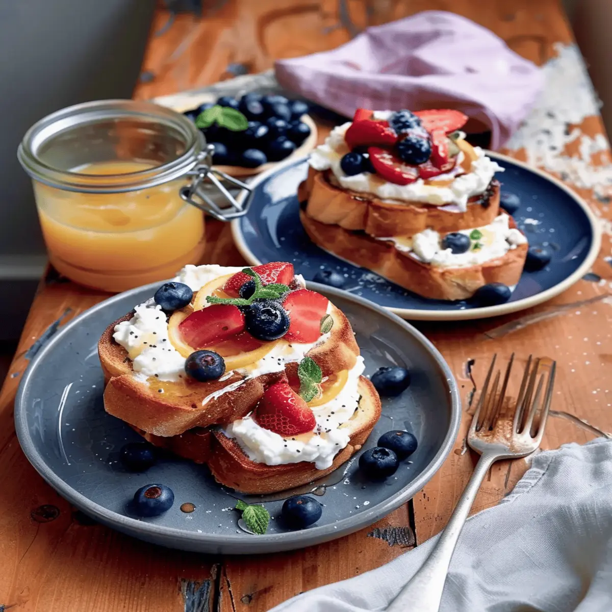French toasts ricotta citron et myrtilles: Irresistibly Creamy Delight