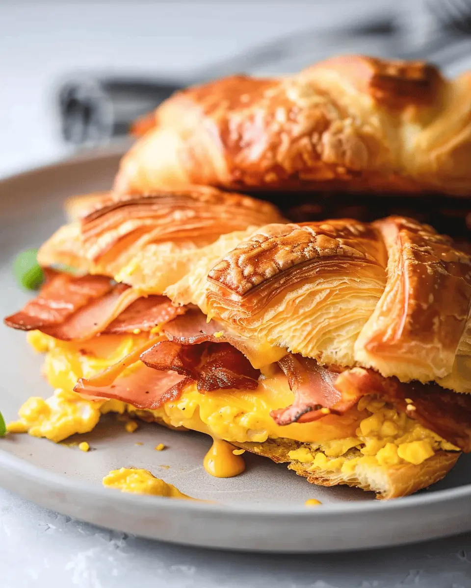 Breakfast Croissant Sandwich: Easy Turkey Bacon and Chicken Ham Delight
