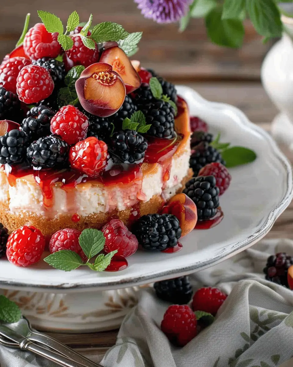 Summer berry and peach cheesecake: Indulgent and Easy Delight