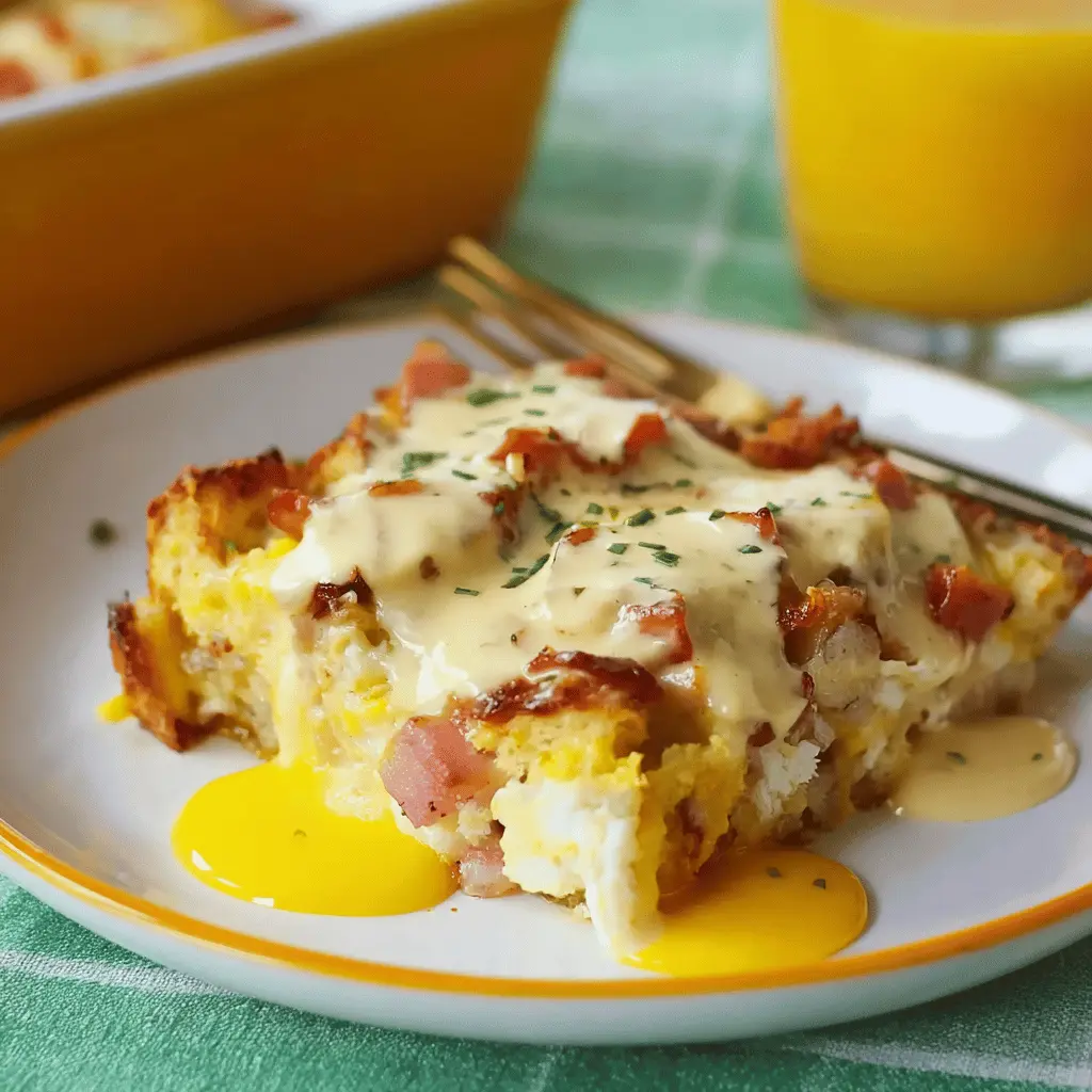 Eggs Benedict Casserole: Indulgent Twist with Turkey Bacon and Chicken Ham