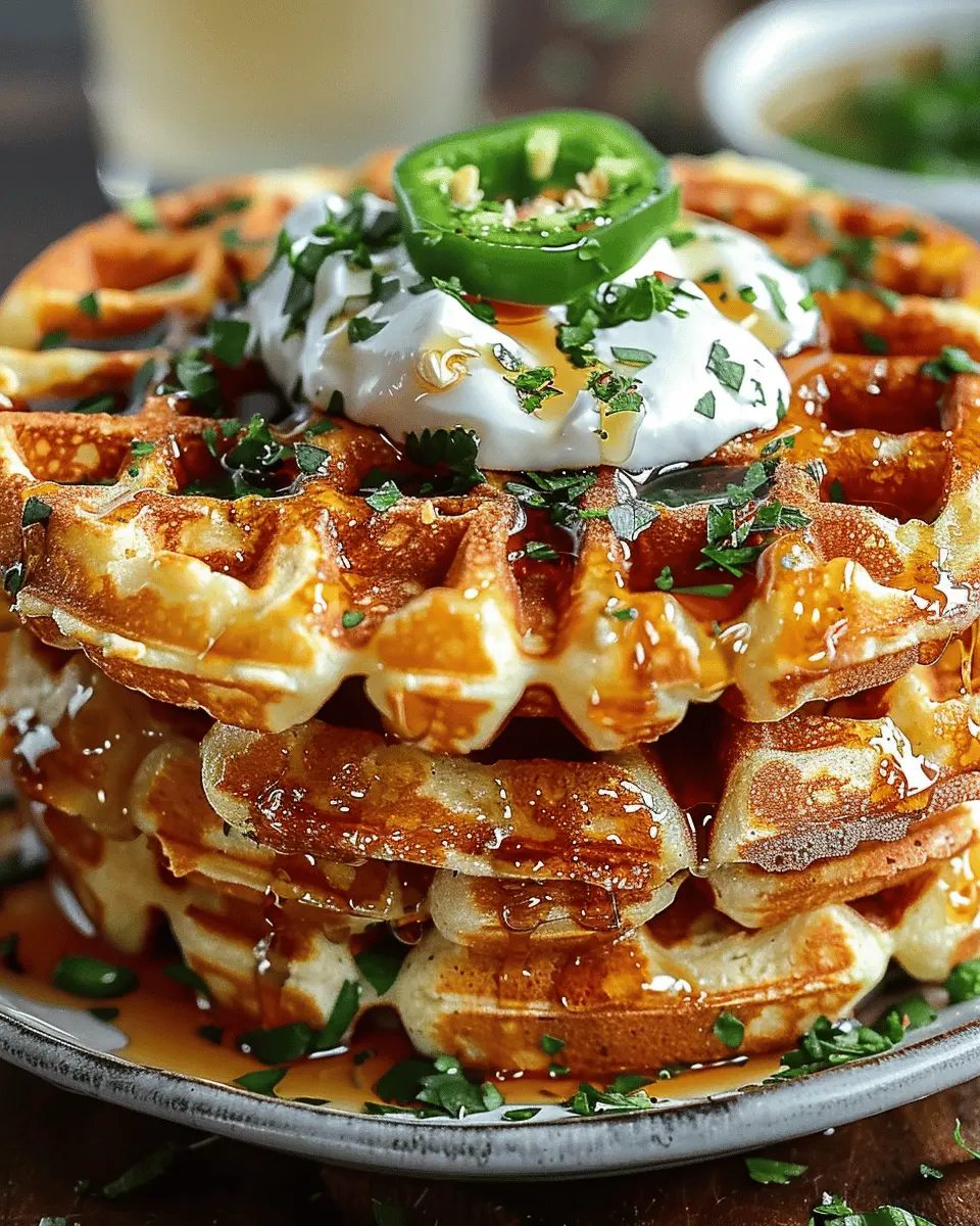 Cheddar Jalapeño Cornbread Waffles with Turkey Bacon Delight