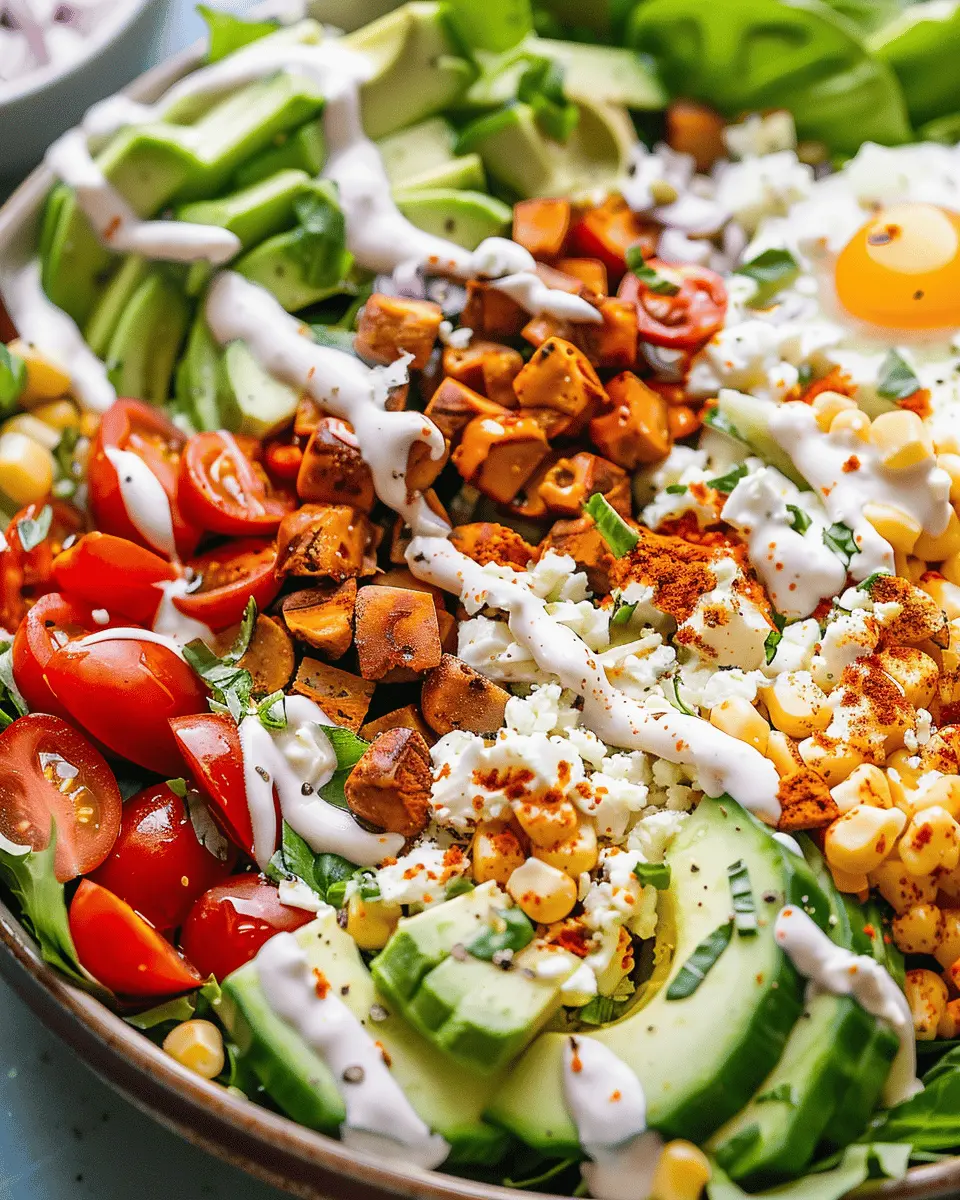 Vegan Cobb Salad Delight with Turkey Bacon and Chicken Ham
