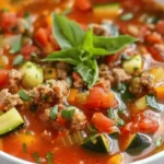 Healthy Zucchini Tomato Italian Sausage Soup