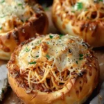 Spaghetti Garlic Bread Bowls
