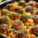 Honey Garlic Meatball Rice Bake