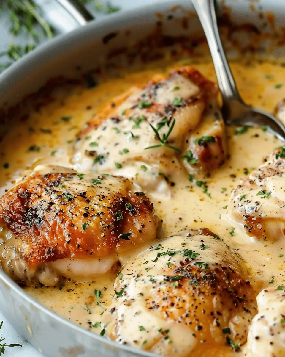 Creamy Oven Baked Chicken Thighs with Savory Turkey Bacon Delight