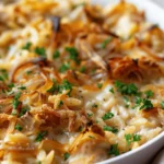 French Onion Chicken Orzo Casserole