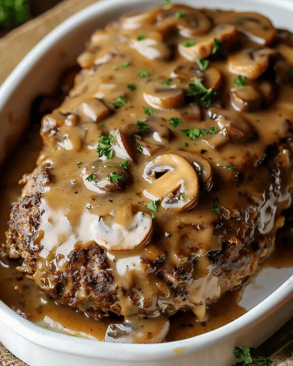 Meatloaf with Mushroom Gravy: A Juicy Twist with Turkey Bacon