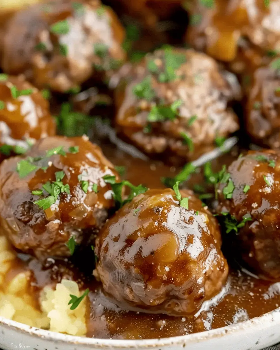 Tasty Slow Cooker Salisbury Steak Meatballs with Turkey Bacon Delight