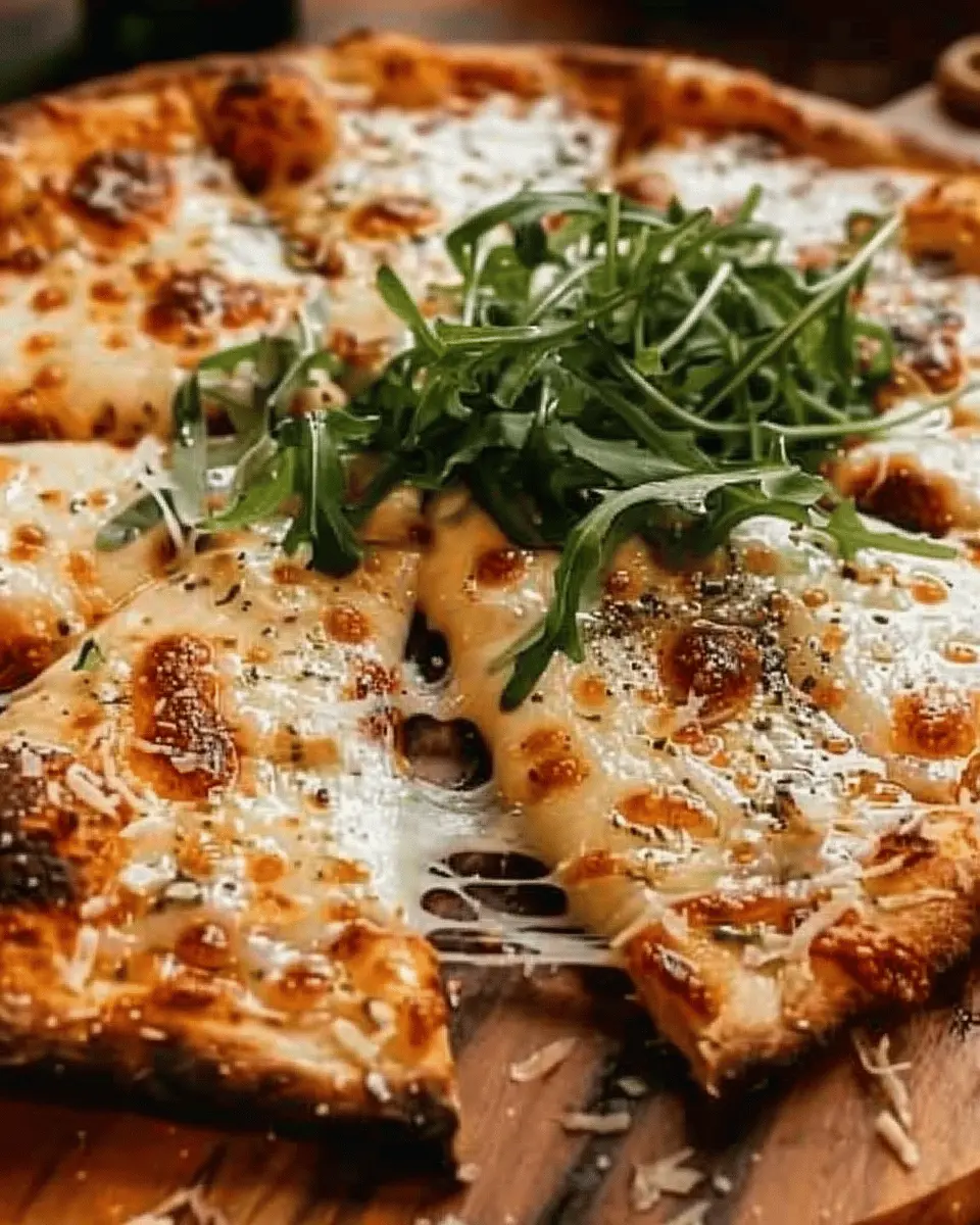 White Pizza Bliss: Indulgent Recipe with Turkey Bacon and Chicken Ham