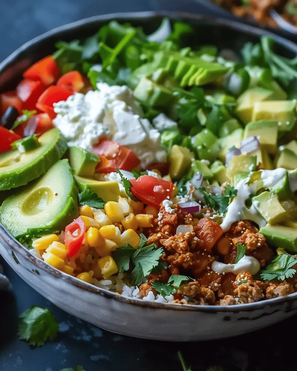 Easy Low Carb Burrito Bowl with Turkey Bacon and Chicken Ham