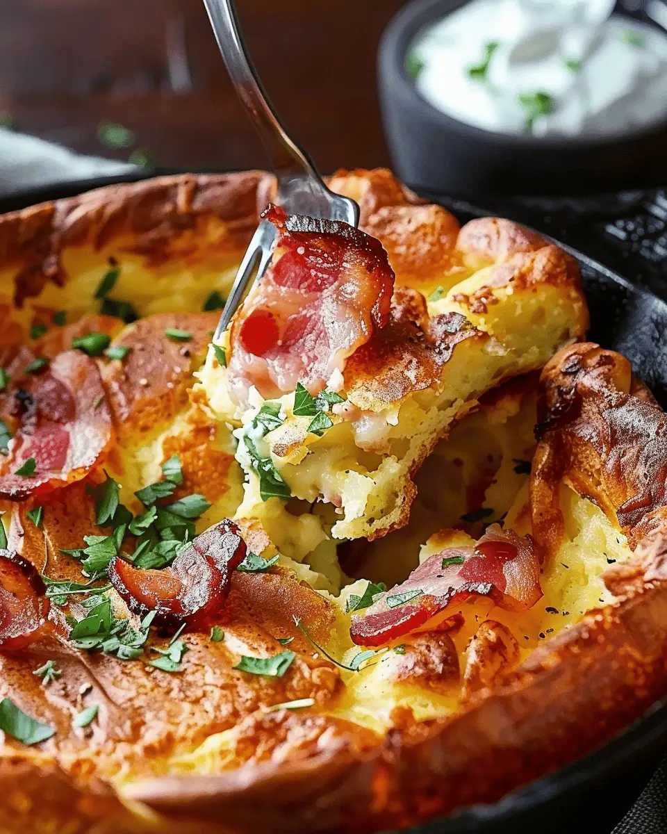 Savory Cheddar &amp; Turkey Bacon Dutch Baby That’s Irresistibly Easy
