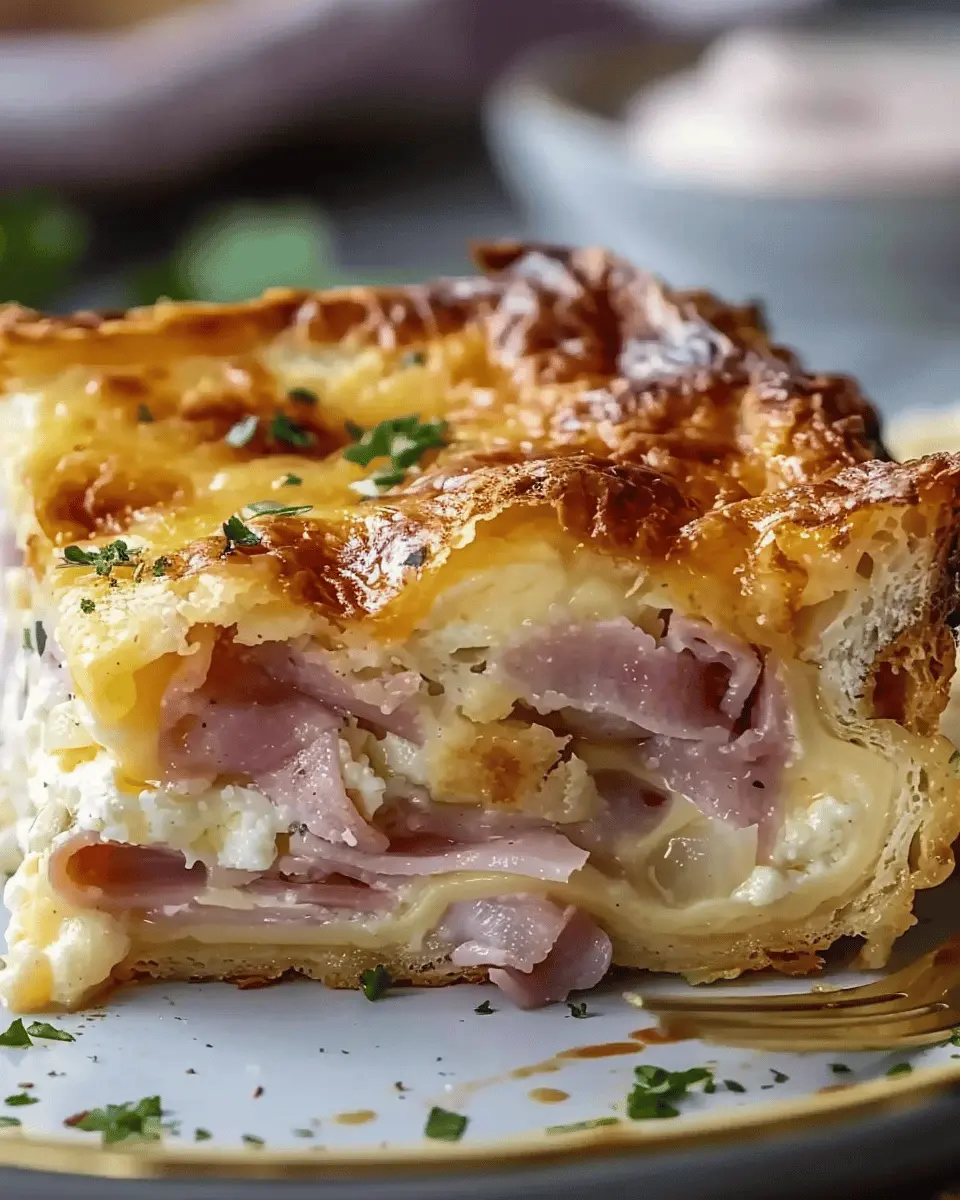 Monte Cristo Breakfast Casserole with Turkey Bacon and Chicken Ham