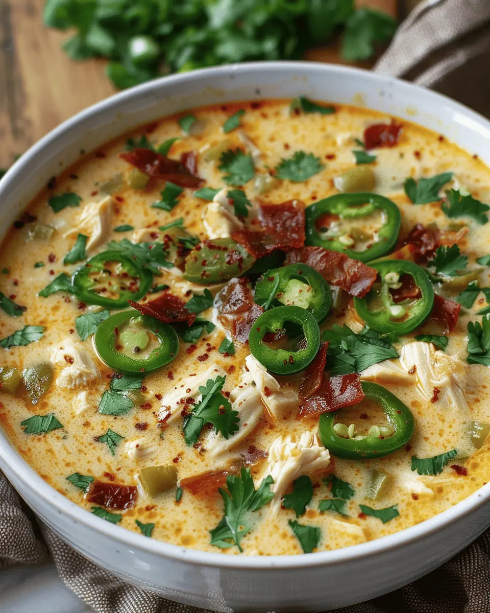 Spicy Jalapeño Popper Chicken Soup with Turkey Bacon Delight