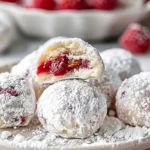 Raspberry Almond Snowball Cookies
