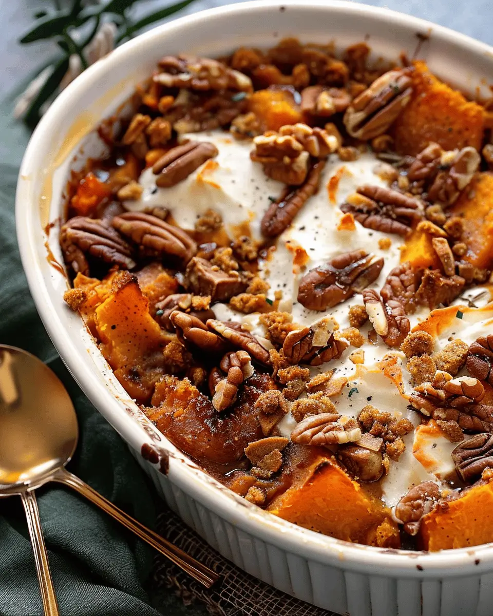 Southern Maple Sweet Potato Casserole with Turkey Bacon Twist