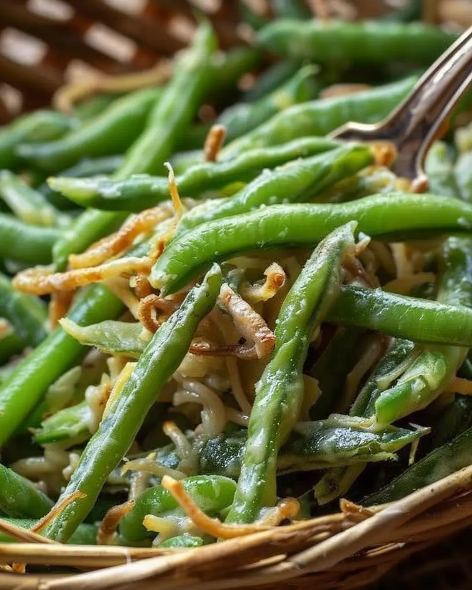 Irresistible Campbells Green Bean Casserole with Turkey Bacon Delight