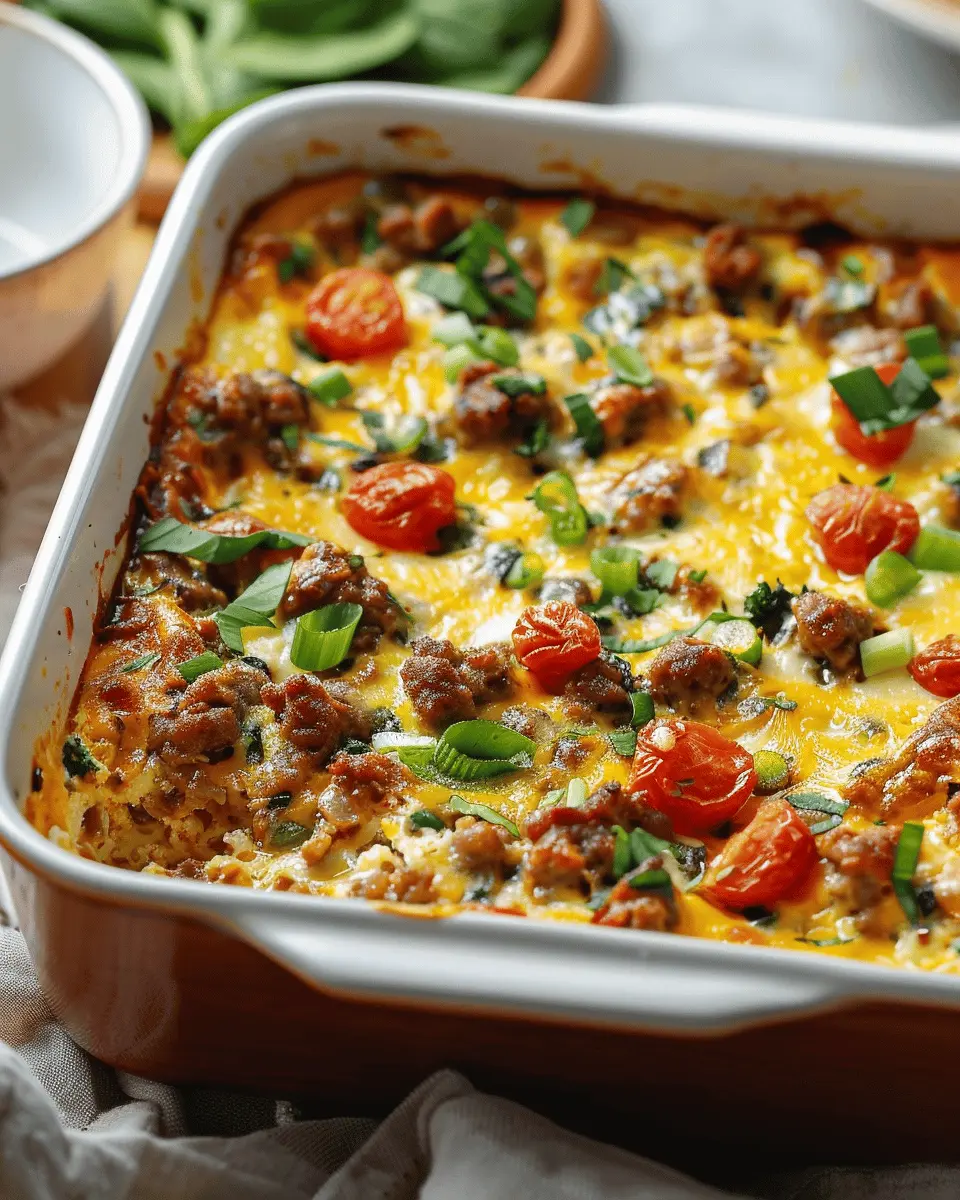 High-Protein Breakfast Casserole with Turkey Bacon and Chicken Ham