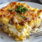 Sausage, Egg, and Cream Cheese Hashbrown Casserole