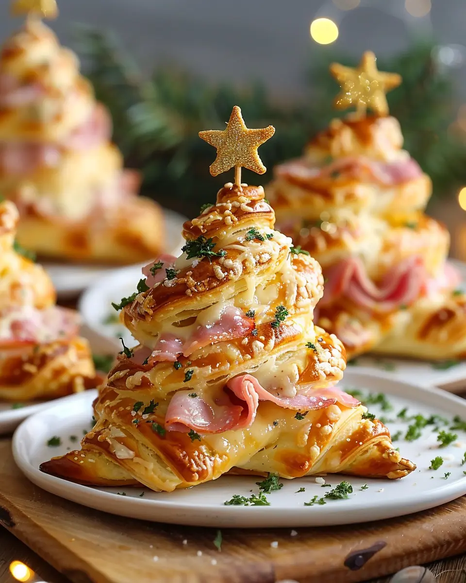 Ham cheese puff pastry Christmas trees: Easy chicken ham treat