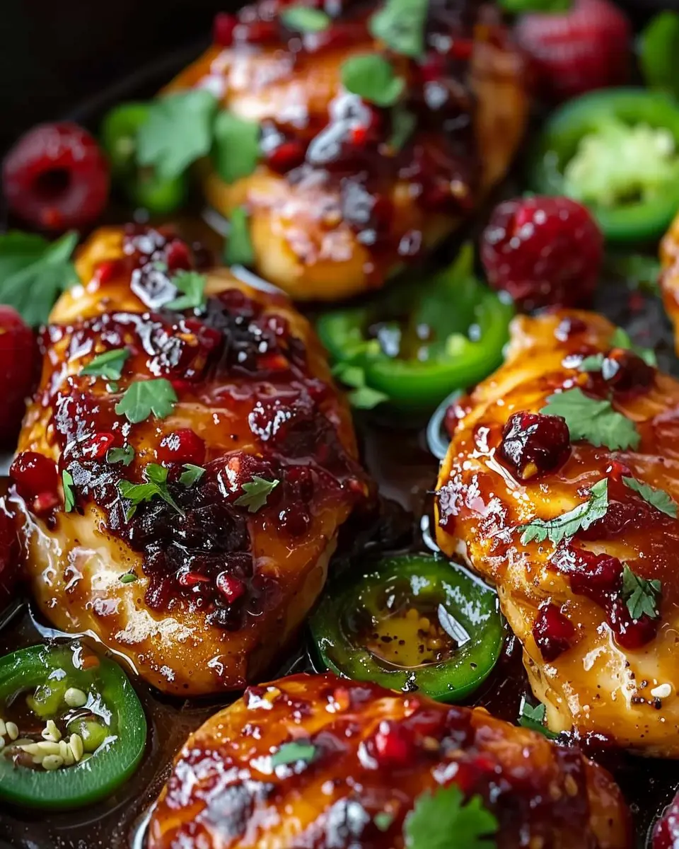 Sweet and Spicy Jalapeno Raspberry Chicken with Turkey Bacon Delight