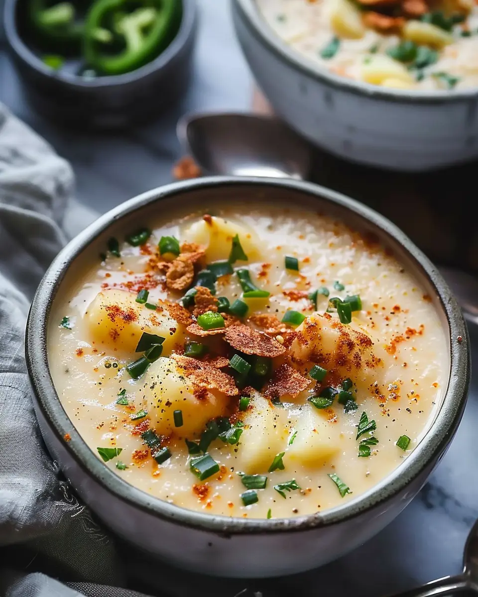 Creamy Jalapeno Popper Potato Soup Delight with Turkey Bacon Twist