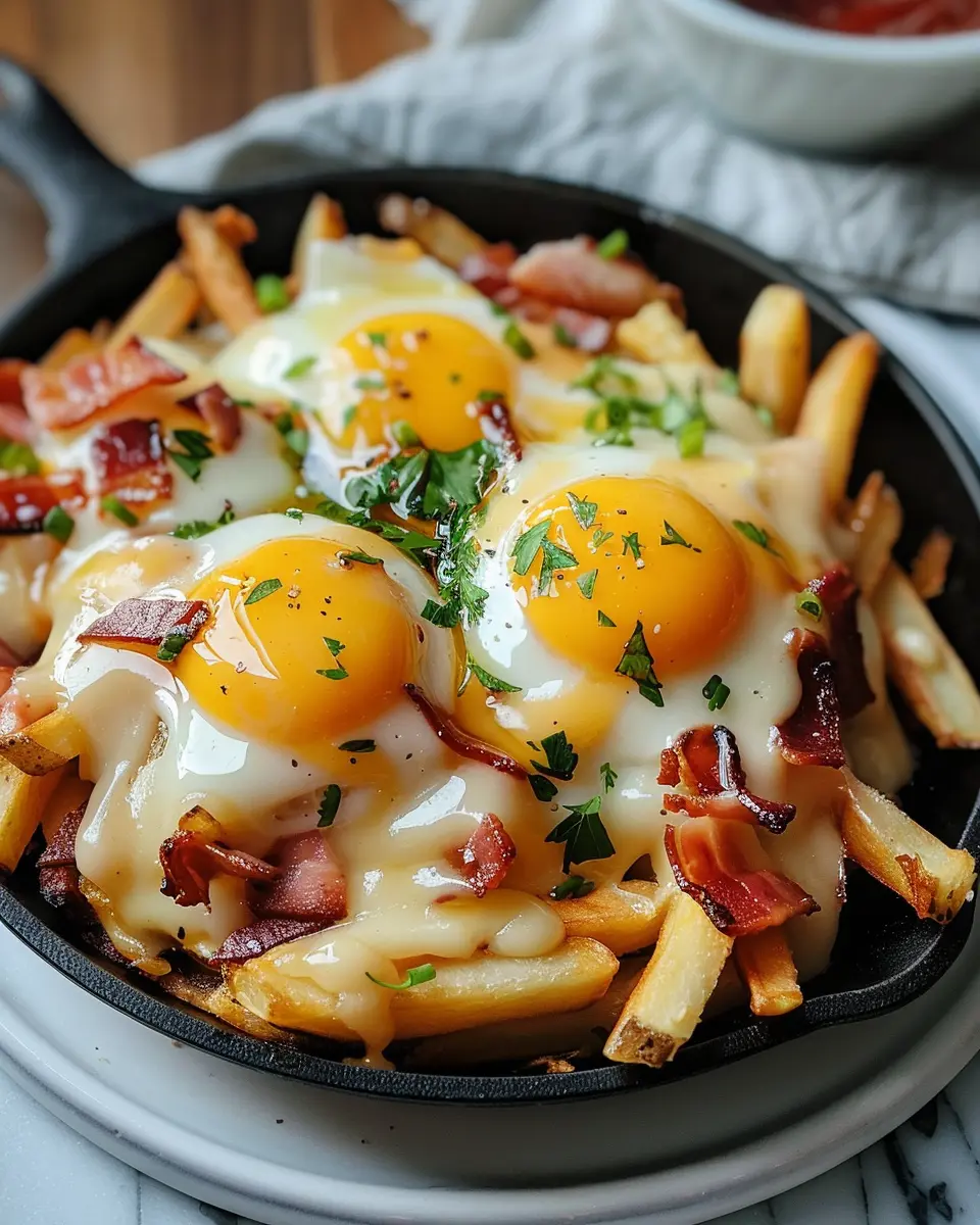 Breakfast Poutine: Indulgent Twist with Turkey Bacon and Chicken Ham