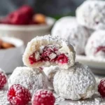 Raspberry Almond Snowball Cookies
