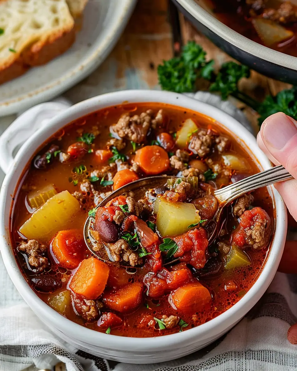 Creamy Tuscan Ravioli Soup with Turkey Bacon and Chicken Ham