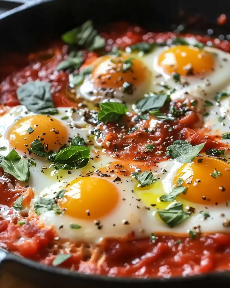 Delicious Eggs in Purgatory: A Savory Twist with Turkey Bacon