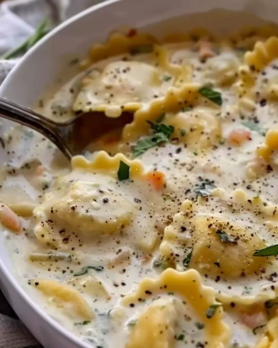 Creamy Tuscan Ravioli Soup: Indulge in a Cozy Flavor Escape
