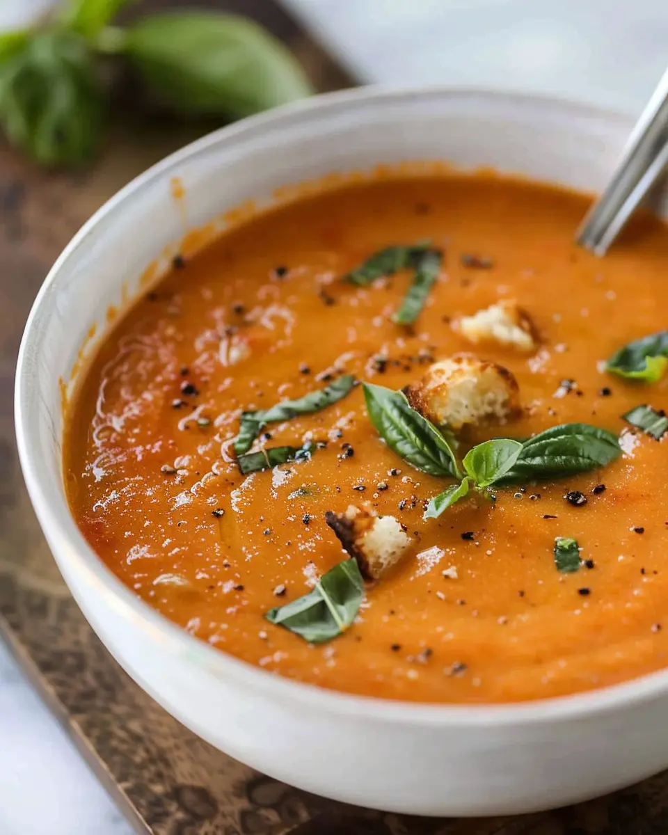 Creamy Tomato Basil Soup with Turkey Bacon: A Cozy Comfort Delight