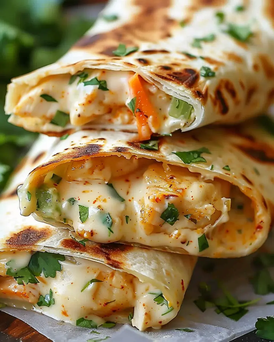 Cheesy Chicken Garlic Wraps for a Quick and Indulgent Meal