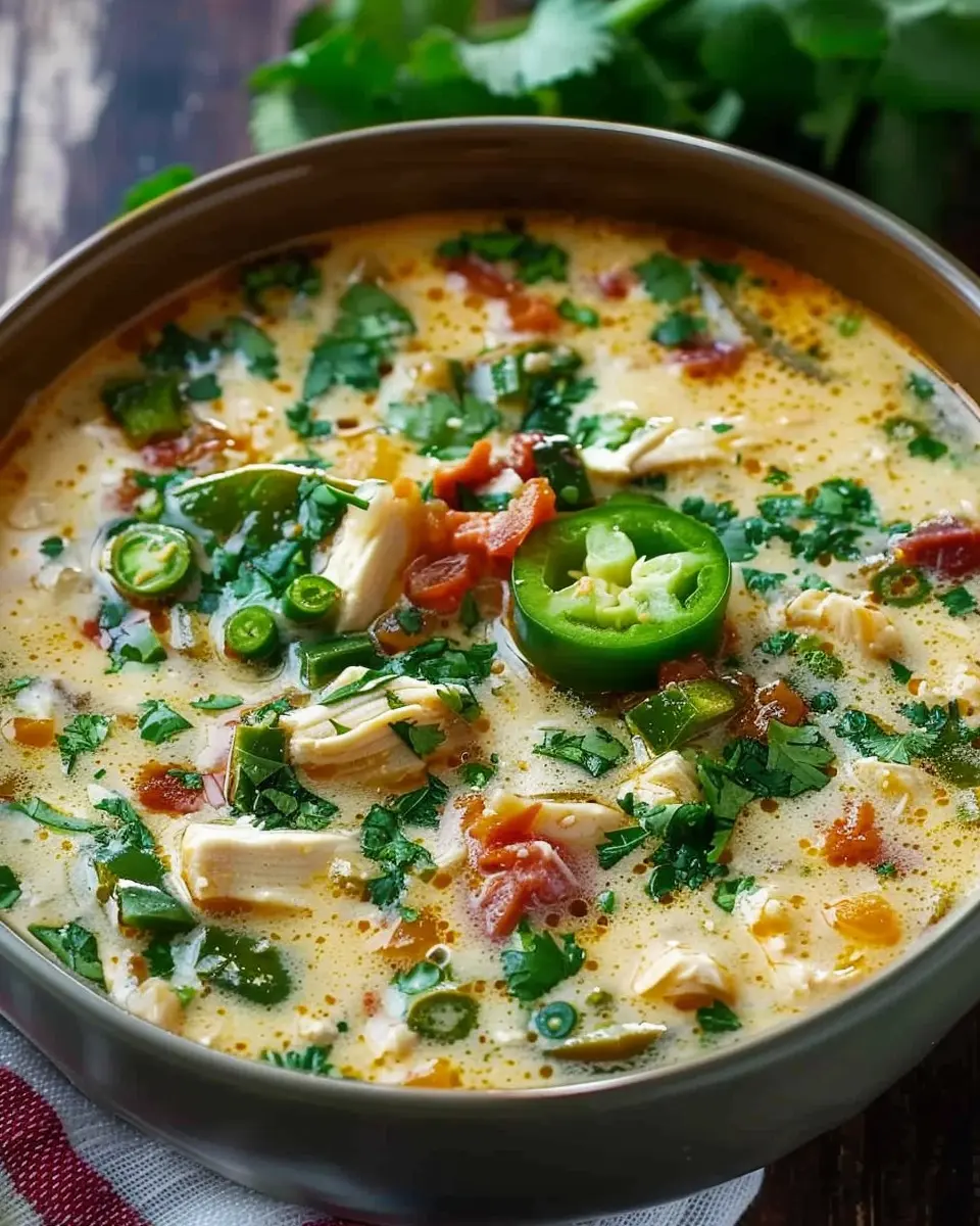 Spicy Jalapeño Popper Chicken Soup with Turkey Bacon Delight