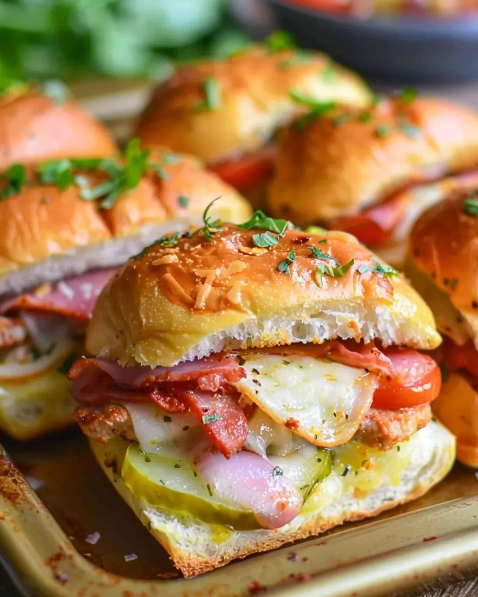Hot Italian Sub Sliders with Turkey Bacon and Chicken Ham Delight