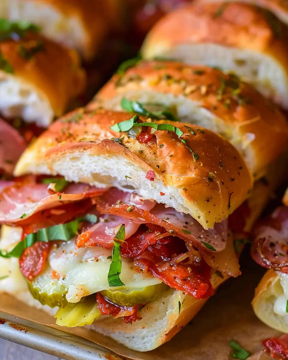 Hot Italian Sub Sliders: Juicy Turkey Bacon and Chicken Ham Delight