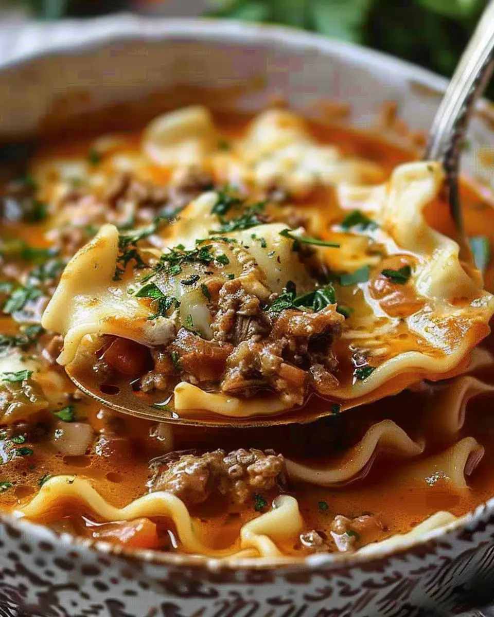 Mouthwatering One Pot Lasagna Soup with Turkey Bacon Delight