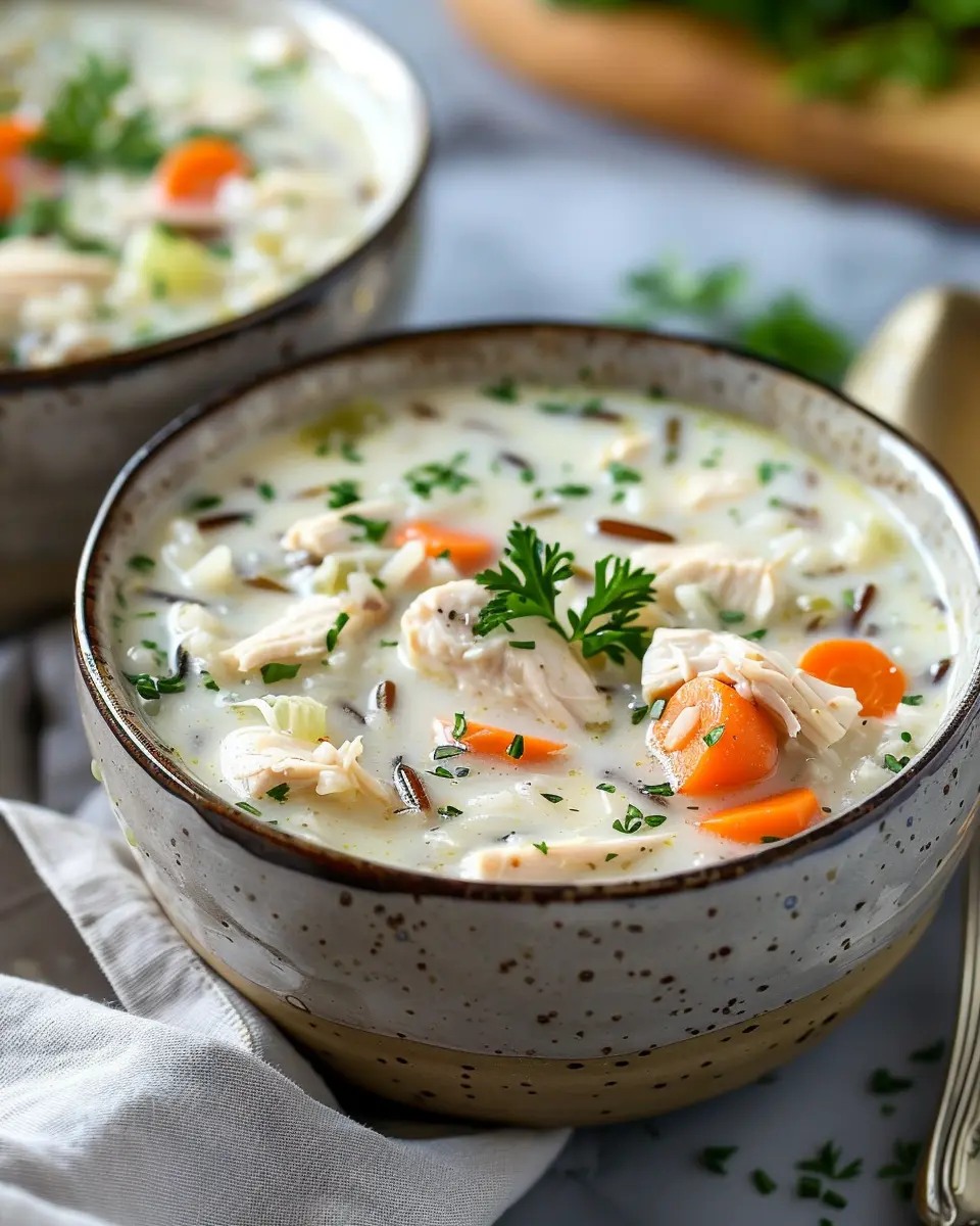 Creamy Crockpot Chicken Wild Rice Soup with Turkey Bacon Delight