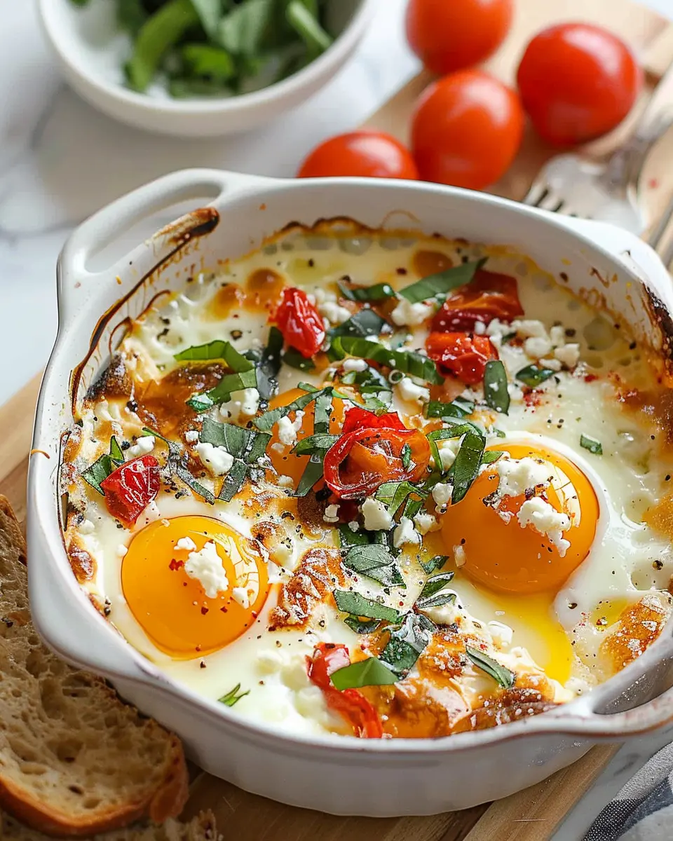 Baked Feta Eggs: Easy, Flavorful Breakfast with Turkey Bacon