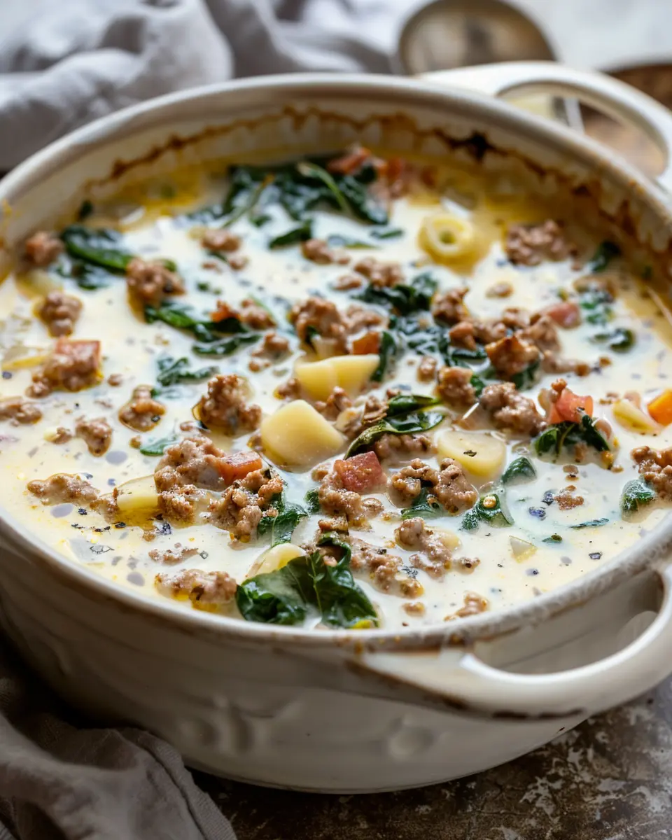 Easy Zuppa Toscana Soup: Indulgent Twist with Turkey Bacon and Chicken Ham