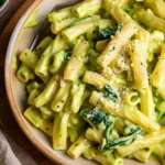 vegan creamy spinach garlic pasta