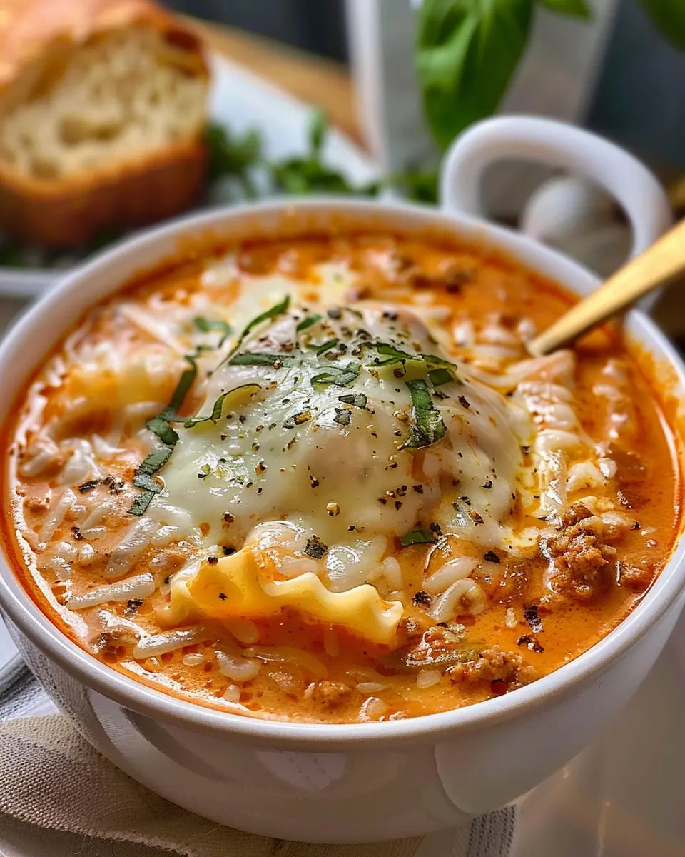Creamy Lasagna Soup with Turkey Bacon for Cozy Nights